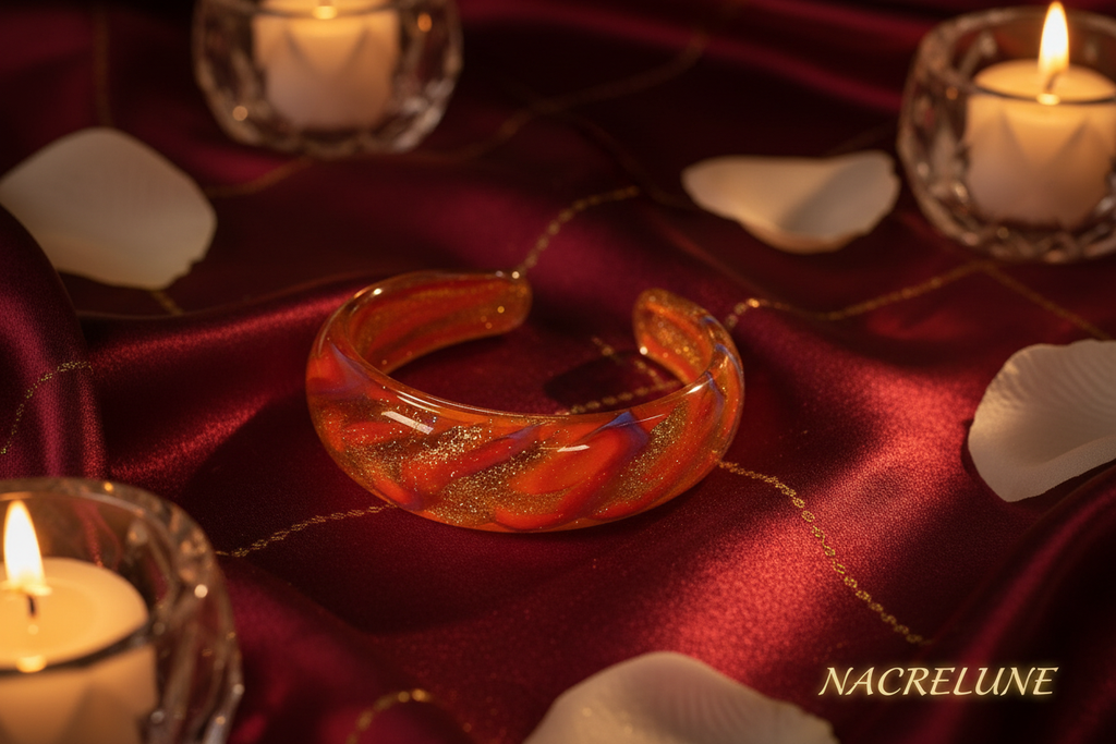 bracelet en verre rouge et doré nacrelune.com bracelet