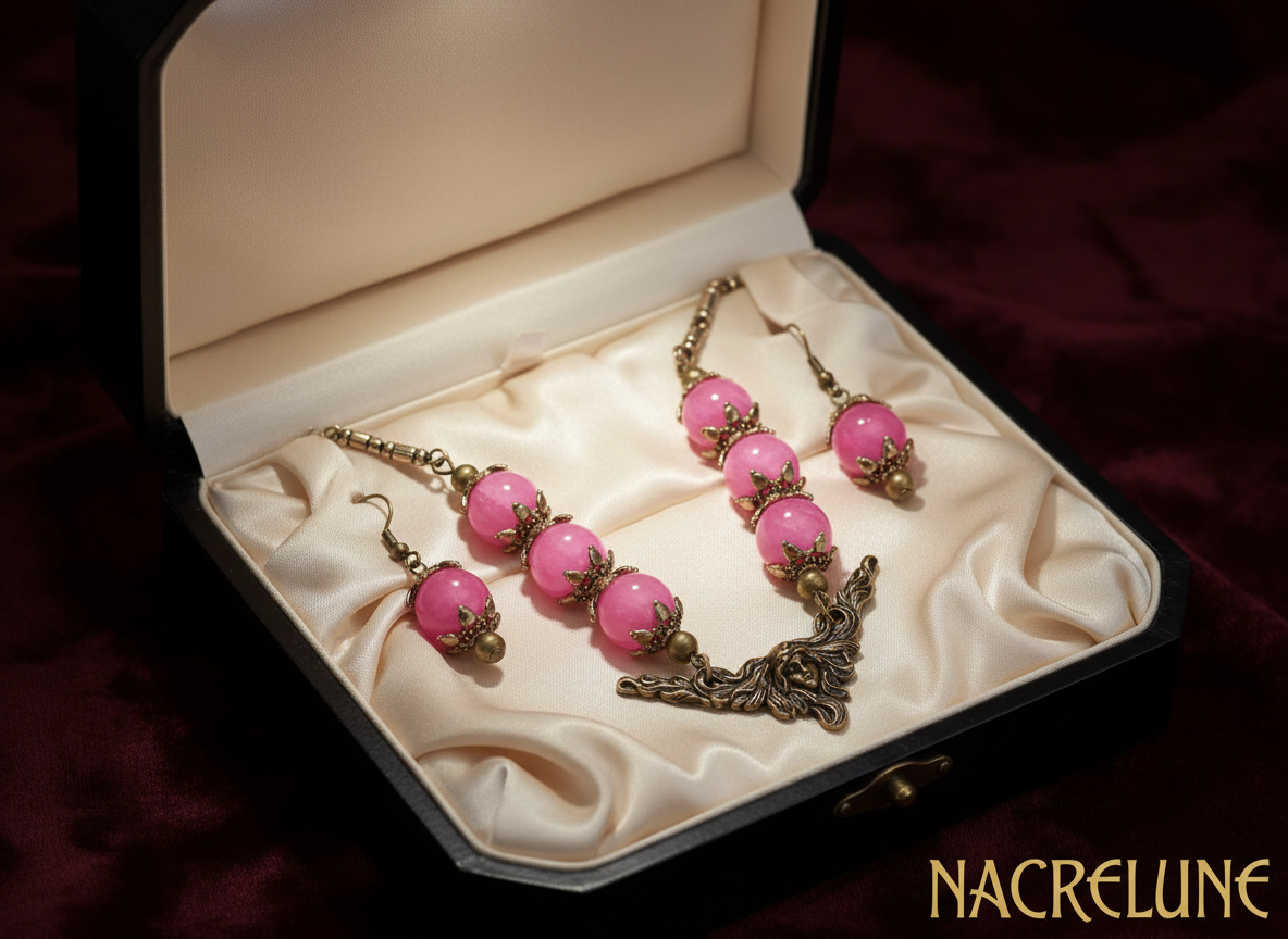 Parure en quartz roses style art nouveau NACRELUNE parure