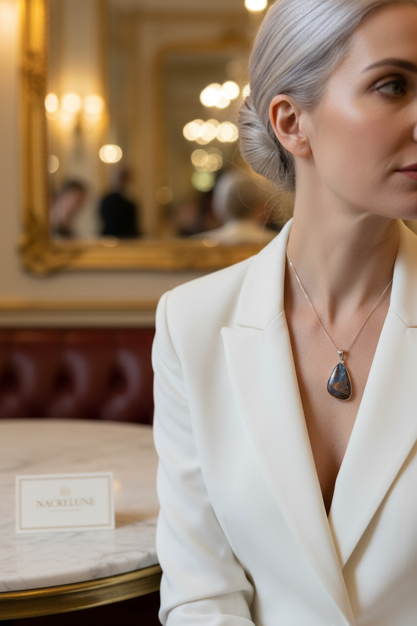 Pendentif en argent 925 avec opale brute dans sa roche mère nacrelune.com pendentif