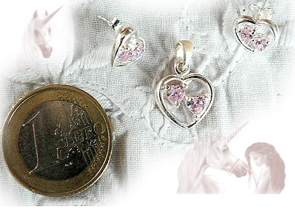 Small pink rhinestone hearts set P283