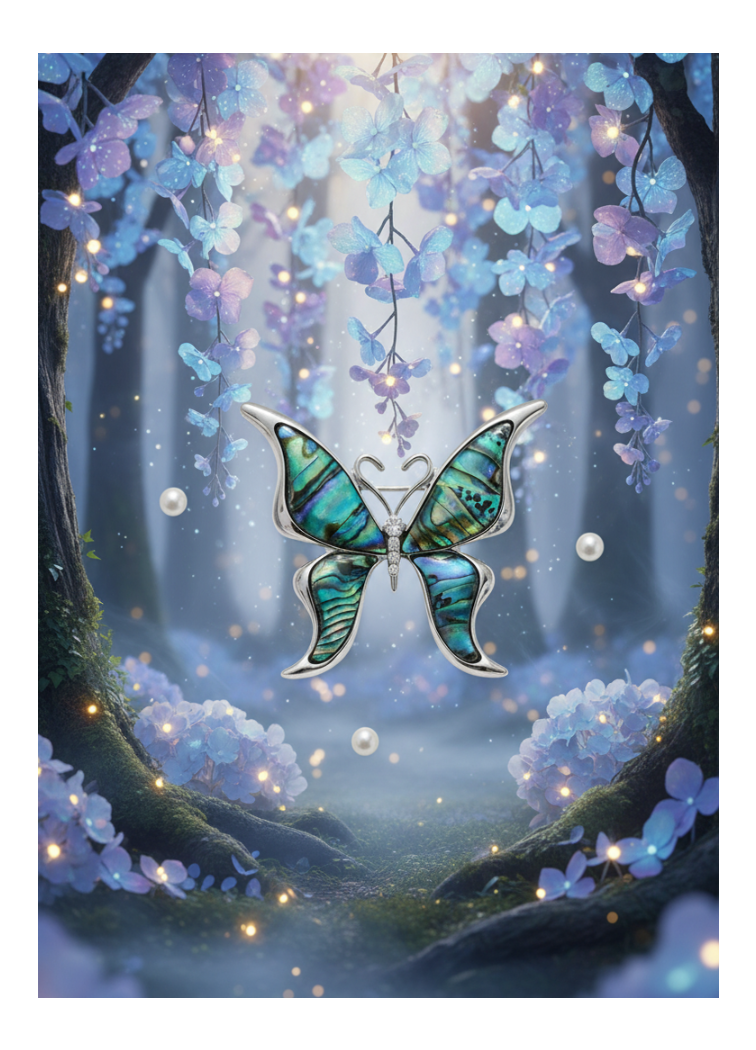 Mother-of-pearl butterfly brooch