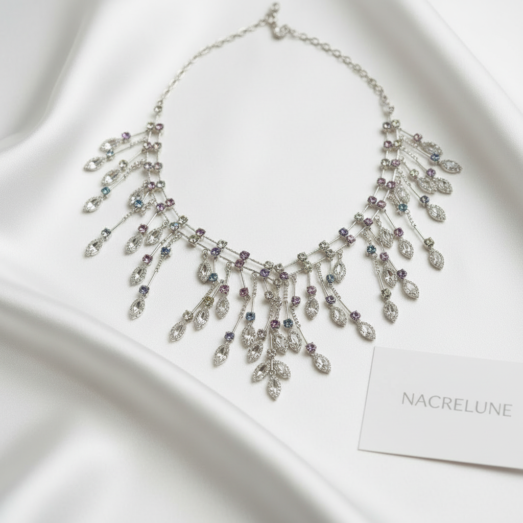 Parure en strass blancs et multicolores nacrelune.com parure