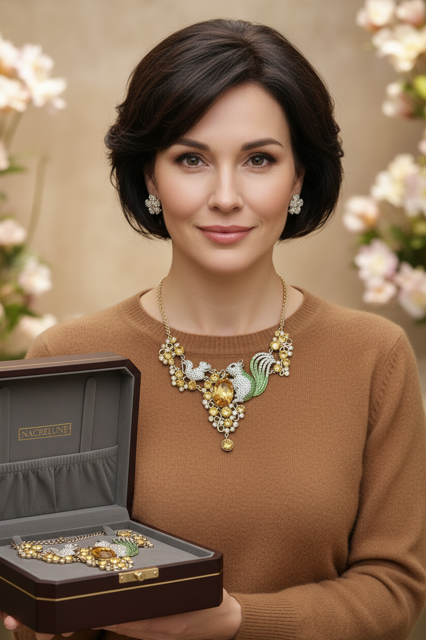 Parure en strass représentant des écureuils nacrelune.com parure