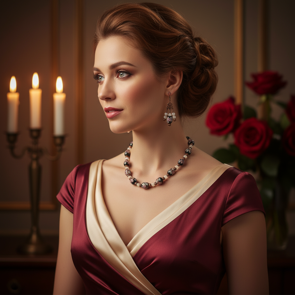 Parure en perles de verre fleuries nacrelune.com parure