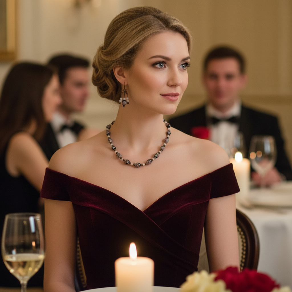 Parure en perles de verre fleuries nacrelune.com parure