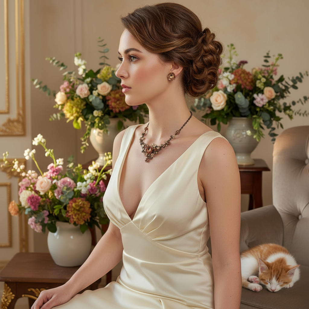 Parure de fleurs en émail nacrelune.com parure