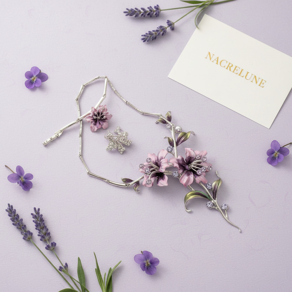 Parure en émail aux grandes fleurs : choisissez votre couleur nacrelune.com parure