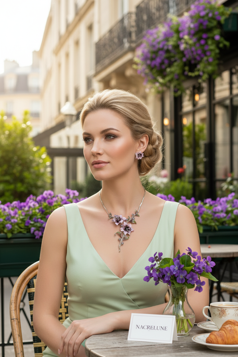Parure en émail aux grandes fleurs : choisissez votre couleur nacrelune.com parure