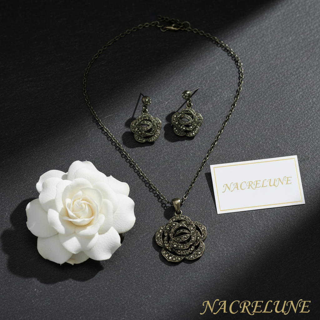 Parure fantaisie d'imitation marcassite nacrelune.com parure