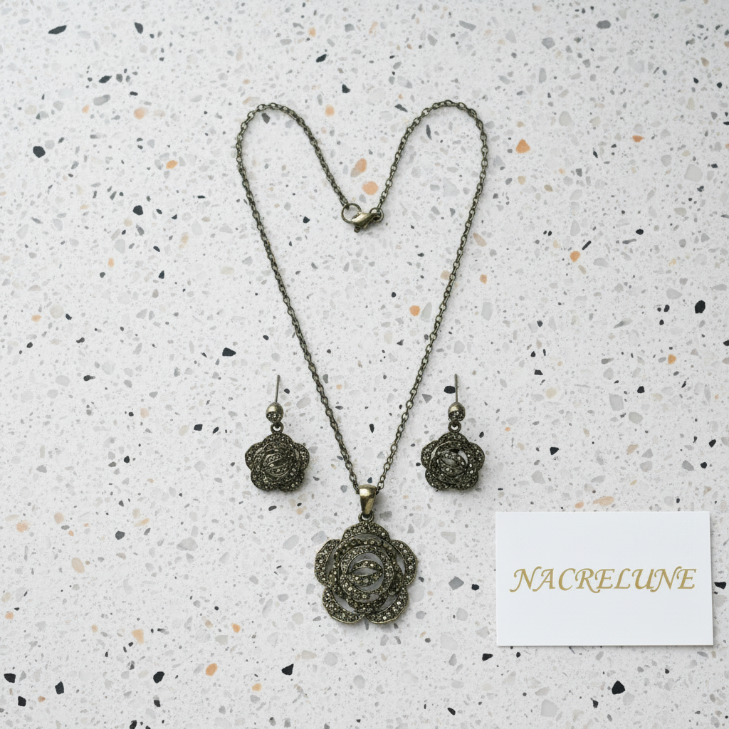 Parure fantaisie d'imitation marcassite nacrelune.com parure