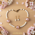 parure en boules de verre rose nacrelune.com parure