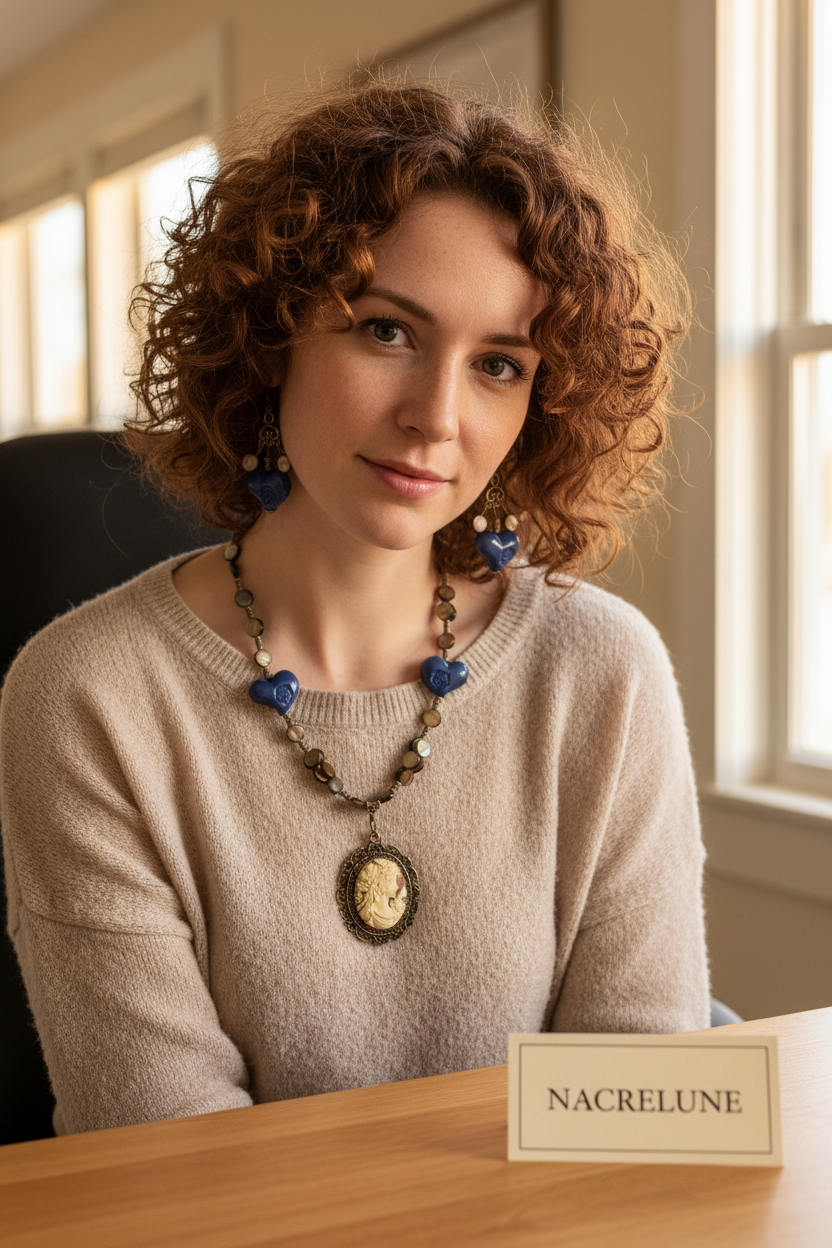 Parure Nacre Résine Collier Boucles Artisanal nacrelune.com parure