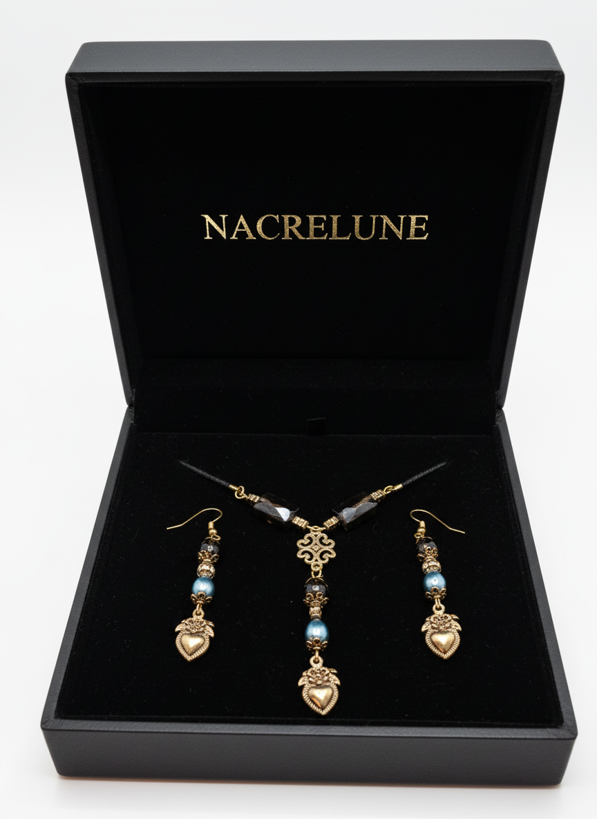 Parure en obsidiennes NACRELUNE parure