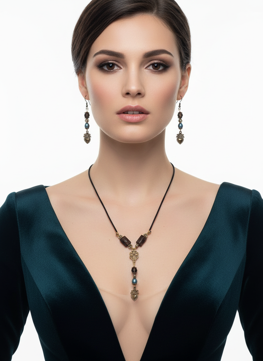 Parure en obsidiennes NACRELUNE parure