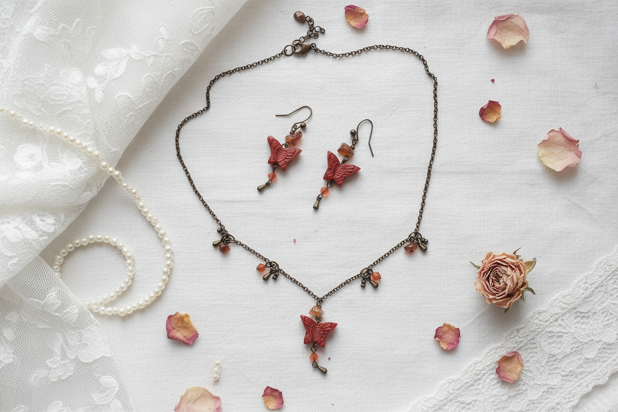 Parure fantaisie papillons nacrelune.com parure