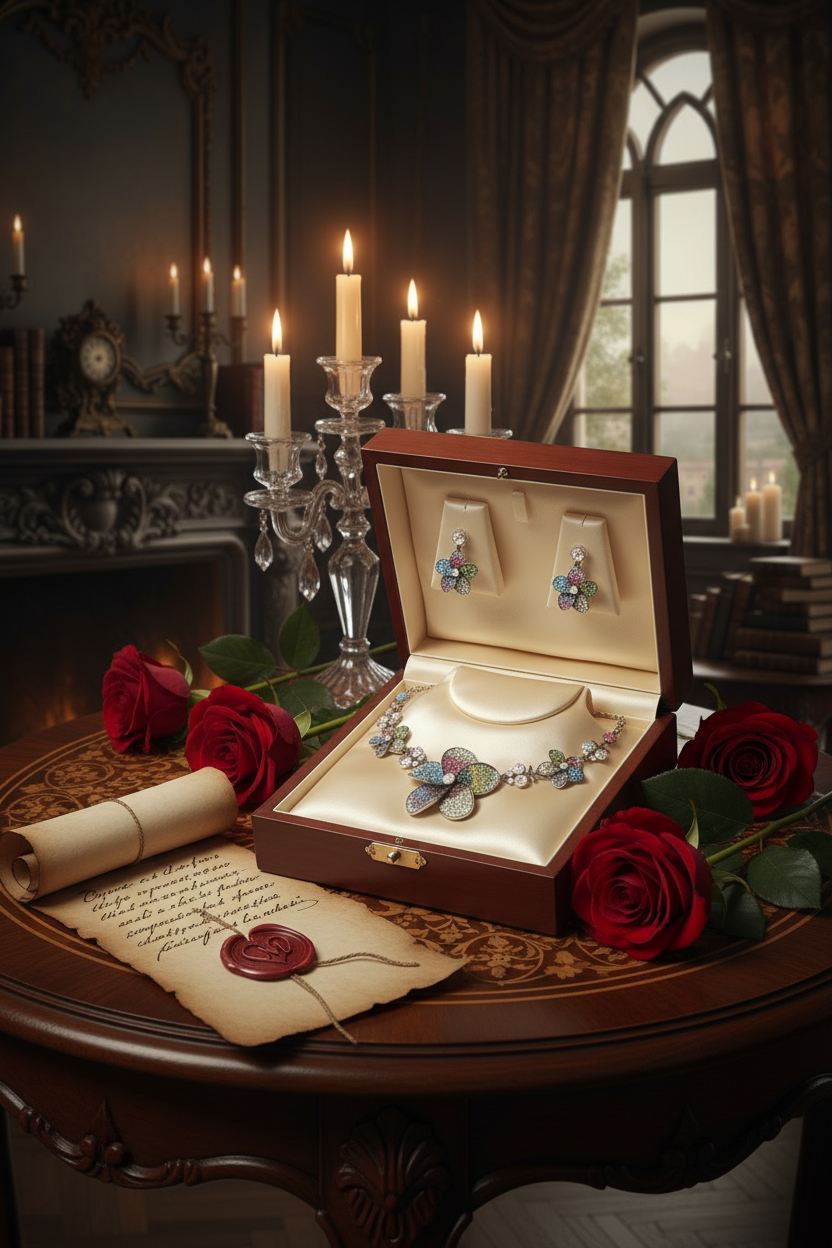 Parure fleurs en pavage de strass nacrelune.com parure