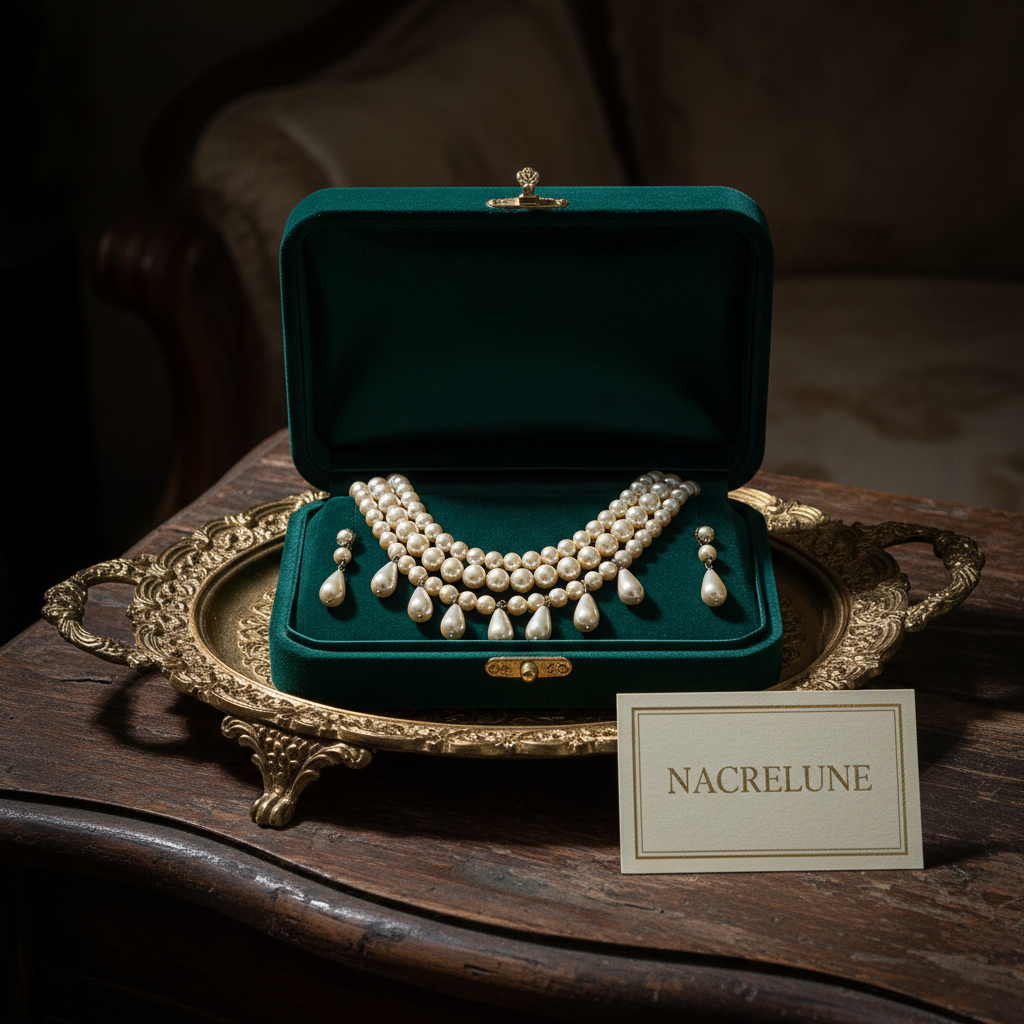 Parure fantaisie en perles d’imitation dorées NACRELUNE