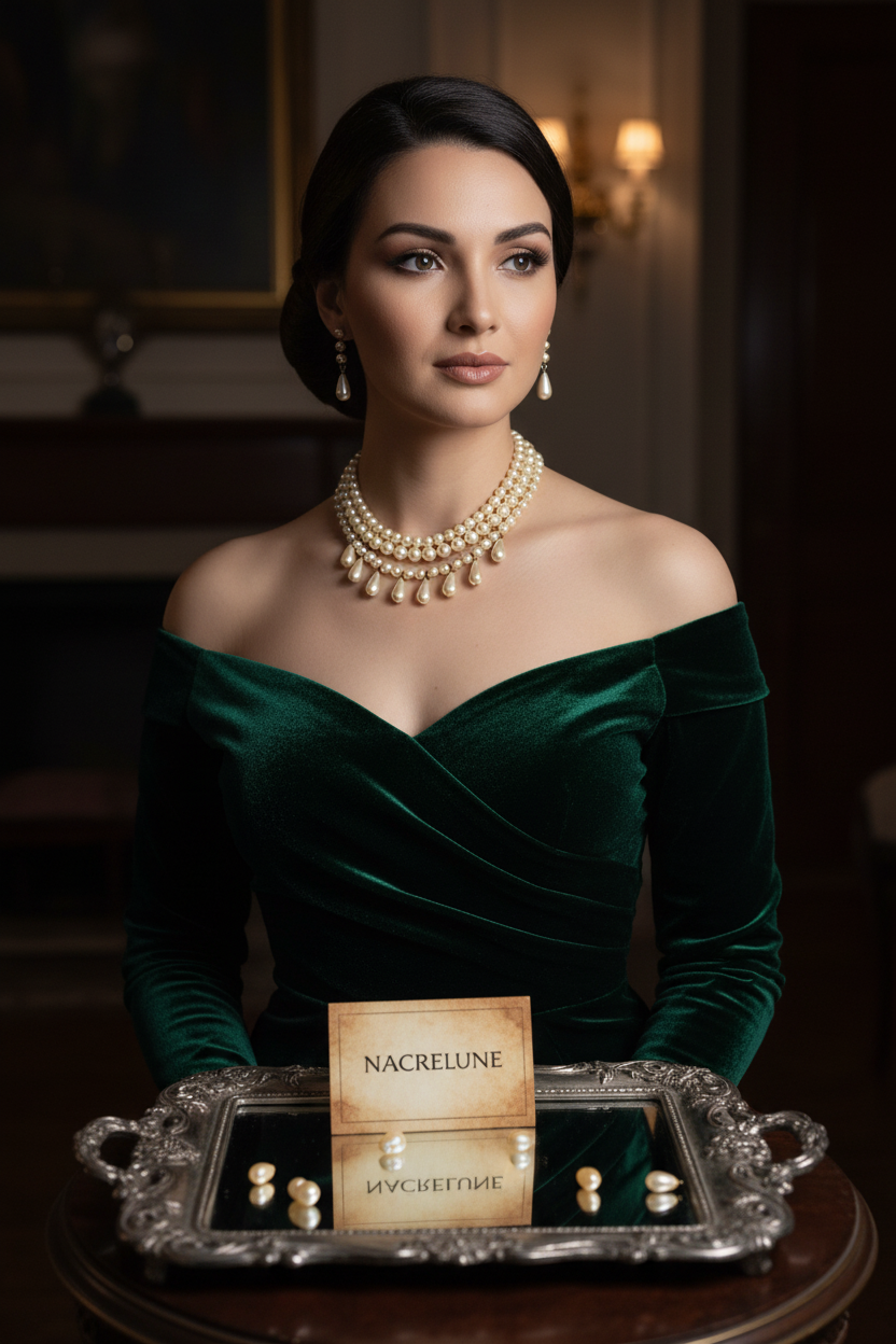 Parure fantaisie en perles d’imitation dorées NACRELUNE