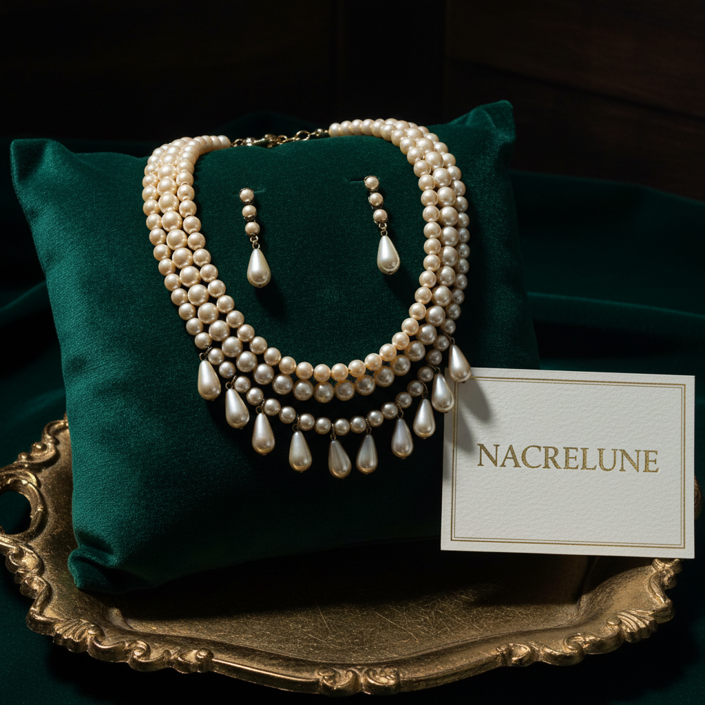 Parure fantaisie en perles d’imitation dorées NACRELUNE