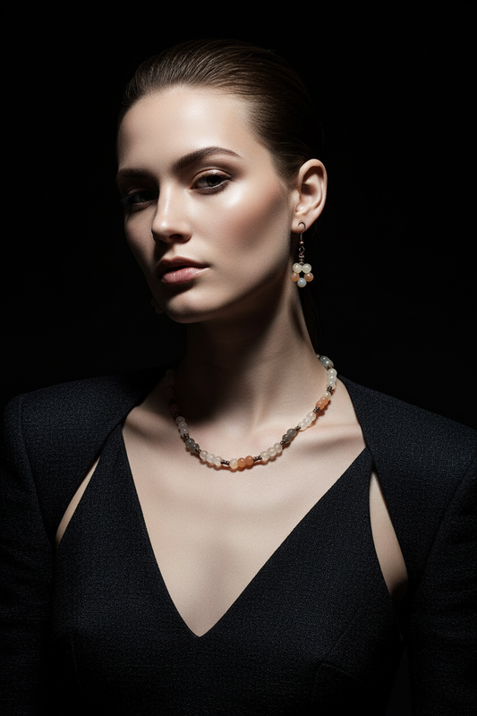 Parure pierres de lune style haute couture