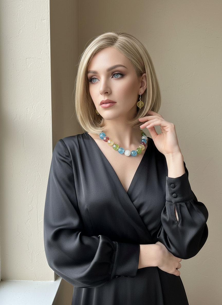 parure en perles de résine gravée NACRELUNE parure