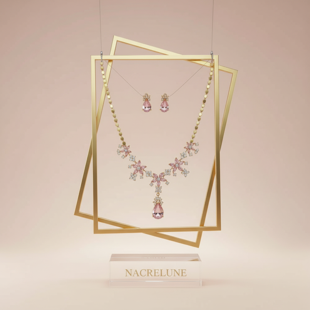 parure en zirconia imitation saphirs : choisissez votre couleur Rose nacrelune.com parure