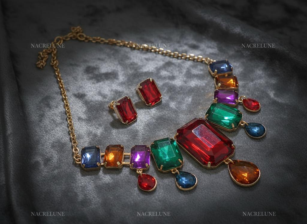 parure en strass multicolores nacrelune.com parure