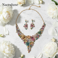 Parure en strass multicolores, fleurs et papillons nacrelune.com parure