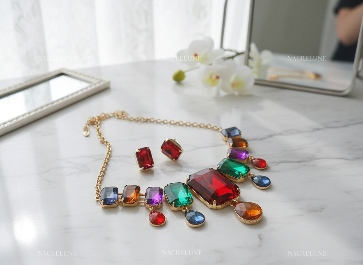 parure en strass multicolores nacrelune.com parure