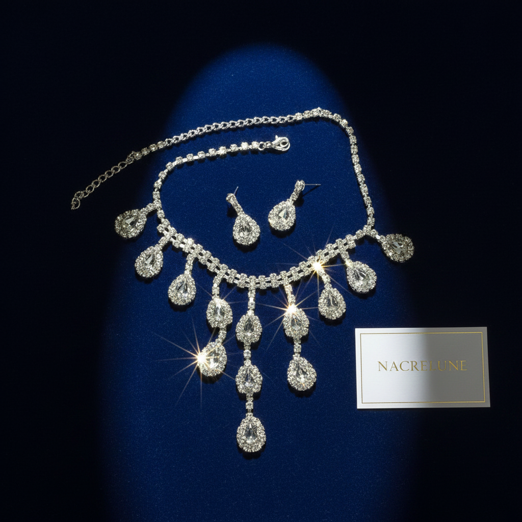 Parure en strass avec pendeloques nacrelune.com parure