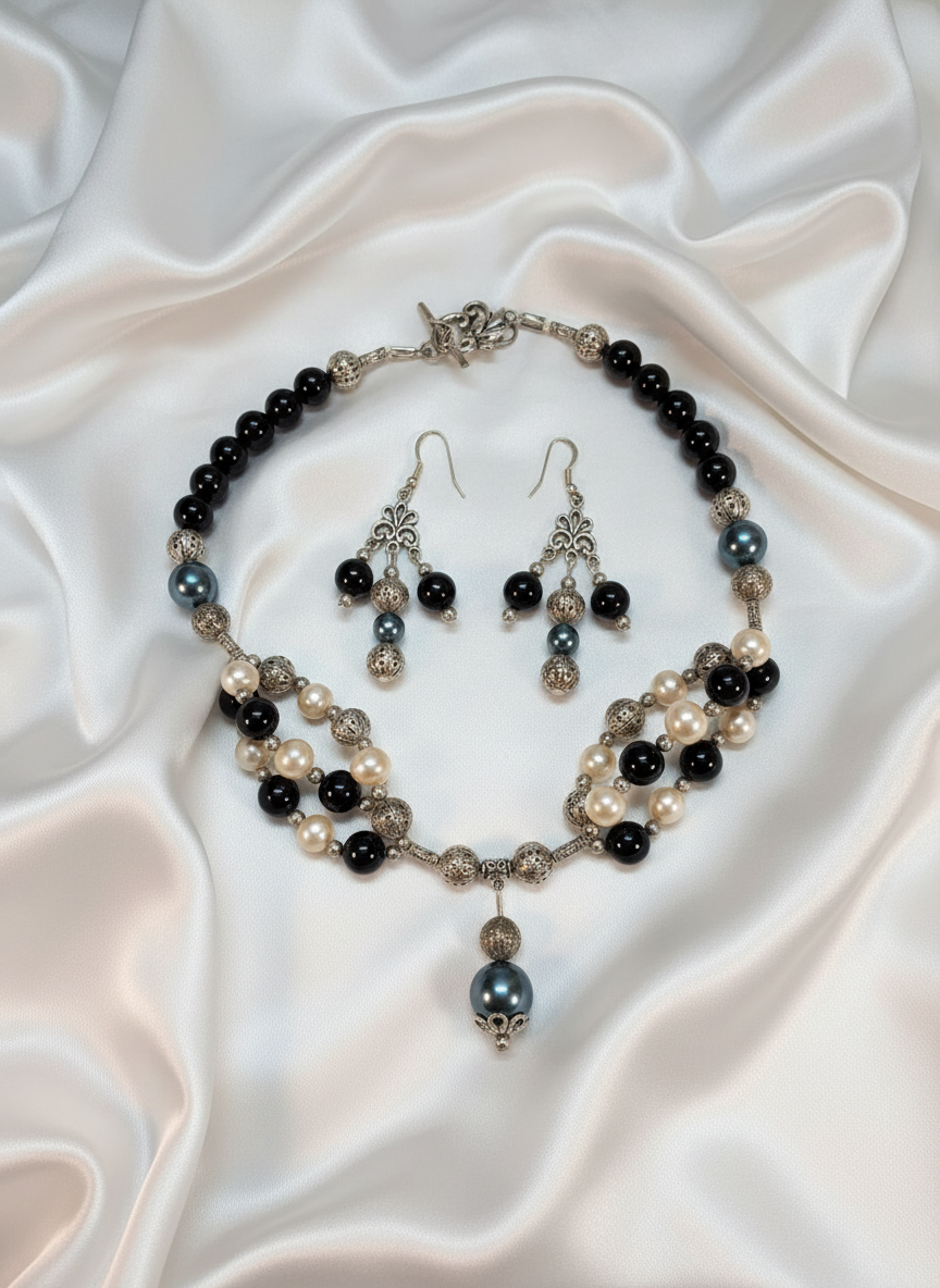 Parure perles de nacre de 3 couleurs NACRELUNE parure