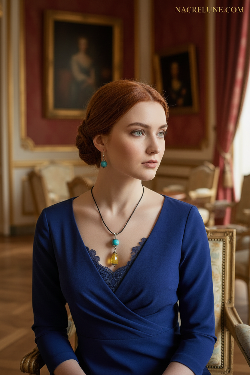 Parure turquoise ambre élégant