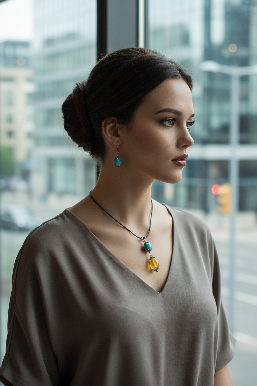 Parure turquoise ambre urbain