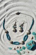 Parure Turquoise Reconstituée & Perles de Nacre – Bijou Naturel Élégant | NACRELUNE NACRELUNE parure