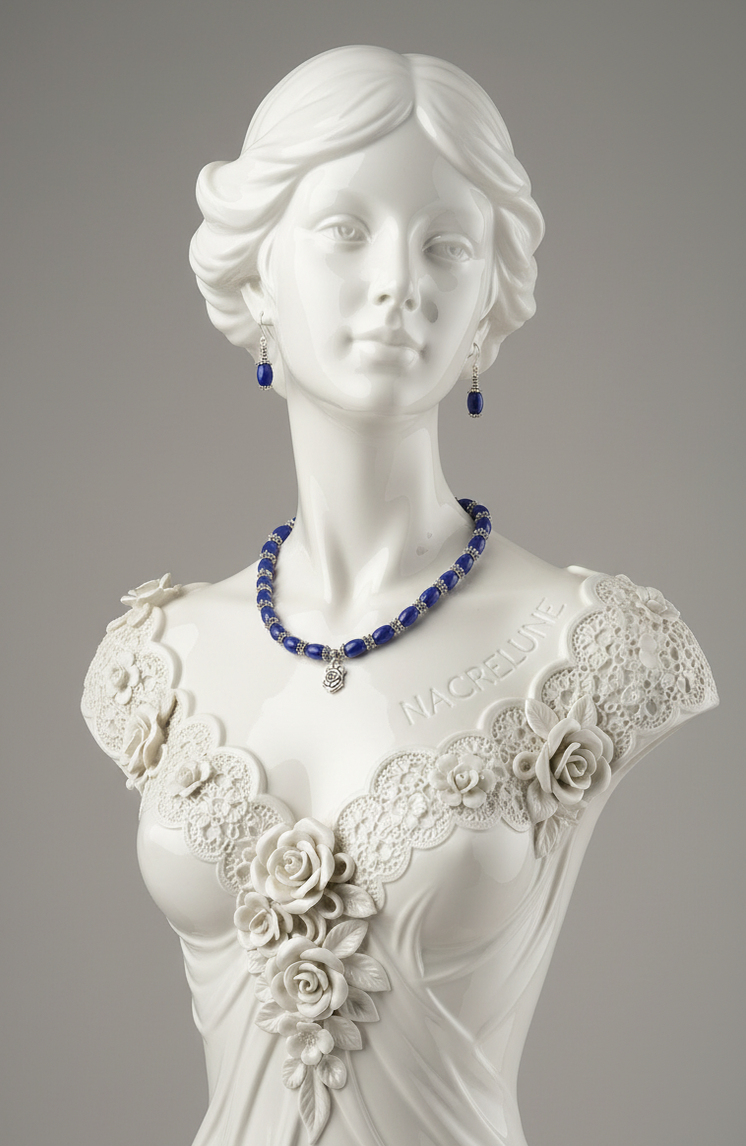 Parure Perles de Jade Mauve avec Rose - Harmonie & Chance | NACRELUNE NACRELUNE parure