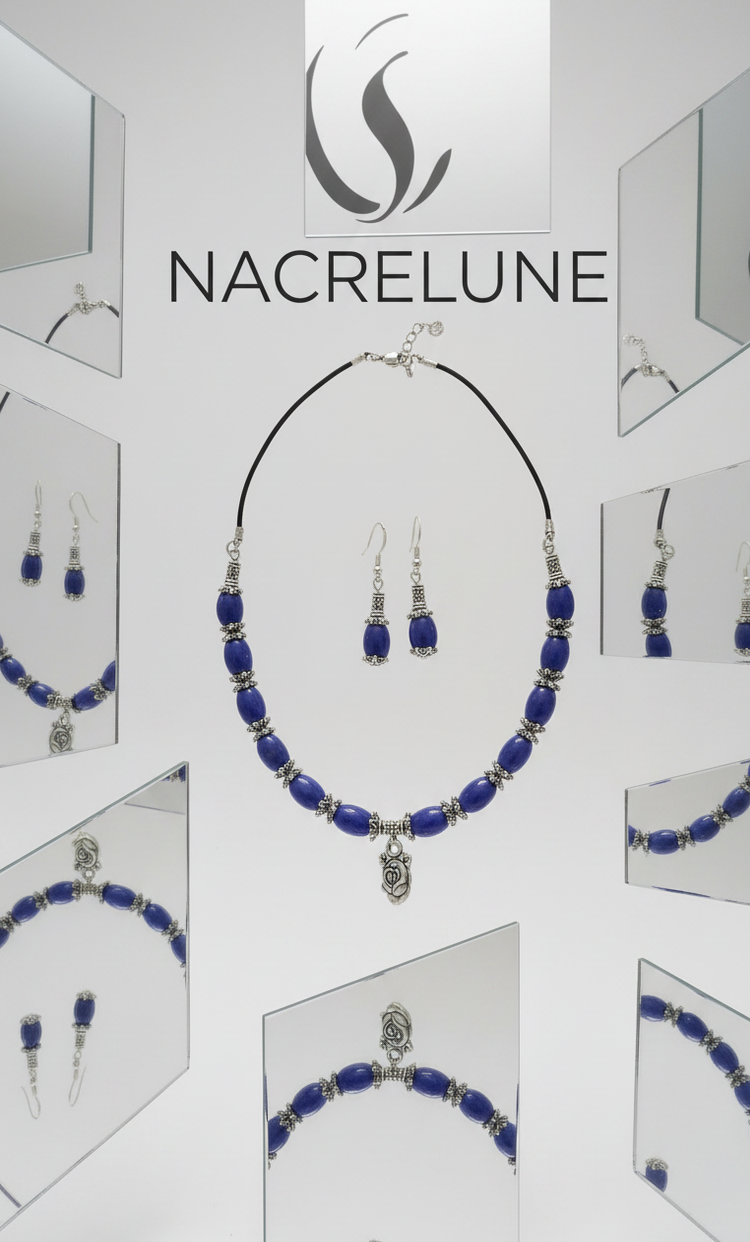 Parure Perles de Jade Mauve avec Rose - Harmonie & Chance | NACRELUNE NACRELUNE parure
