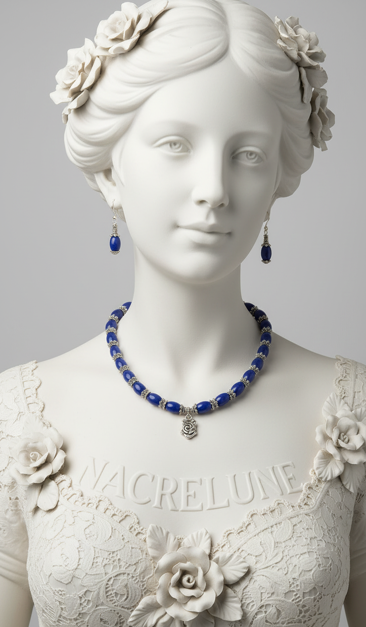 Parure Perles de Jade Mauve avec Rose - Harmonie & Chance | NACRELUNE NACRELUNE parure