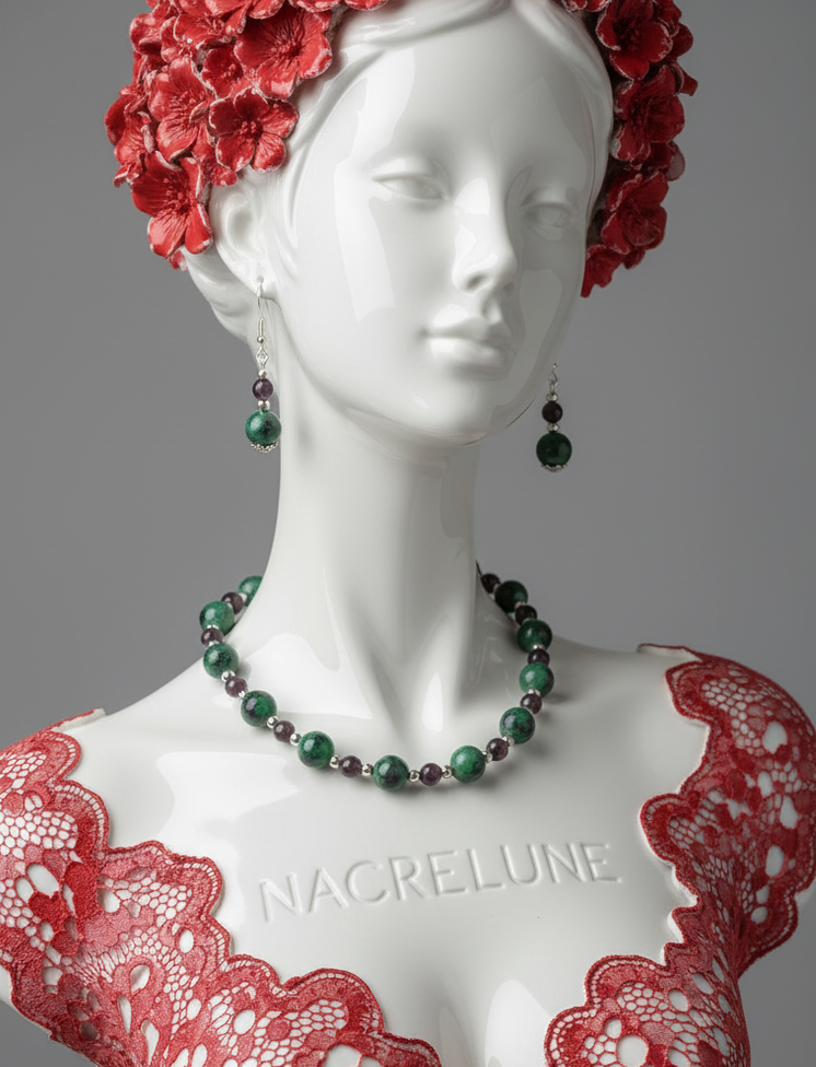 Parure Rubis & Rubis Zoisites Naturels Veritables - Passion & Vitalite | NACRELUNE NACRELUNE parure