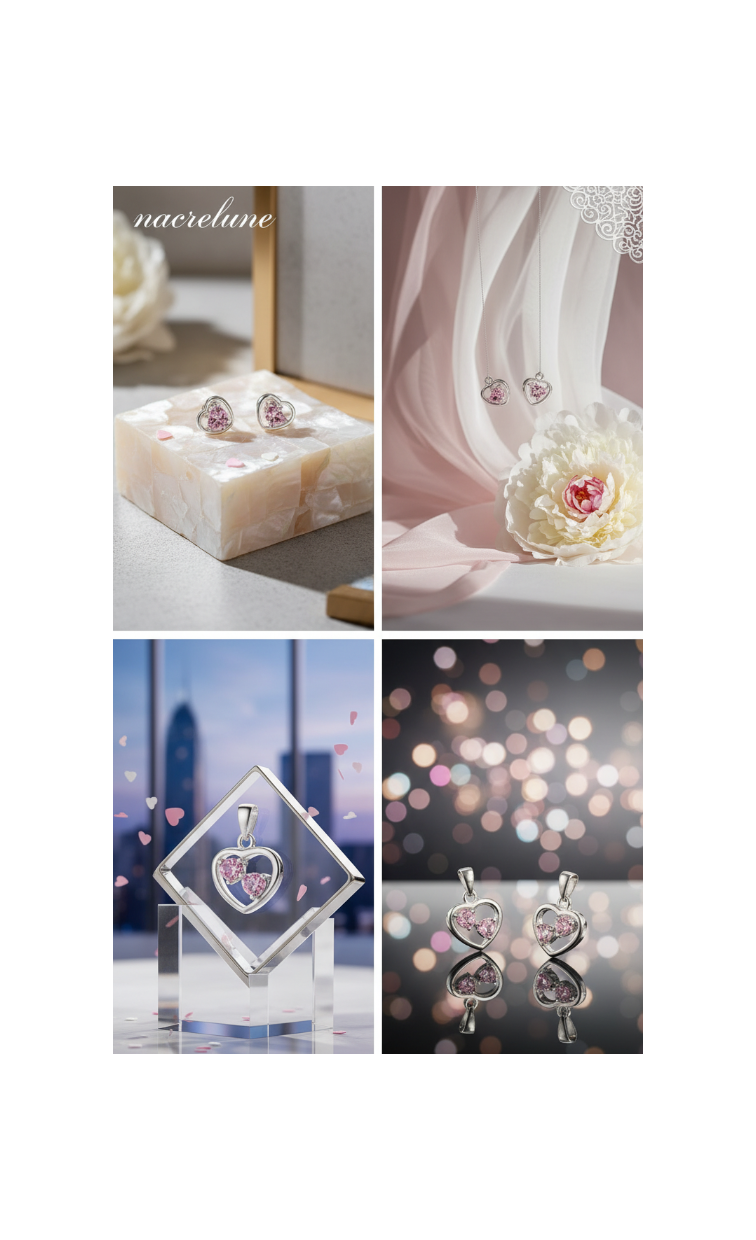 Petite parure coeurs strass roses