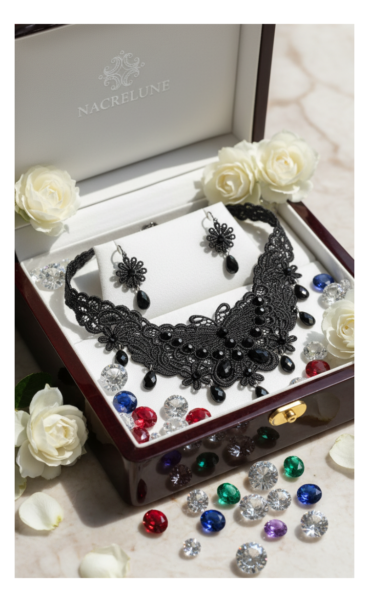 Parure fantaisie en dentelle noire