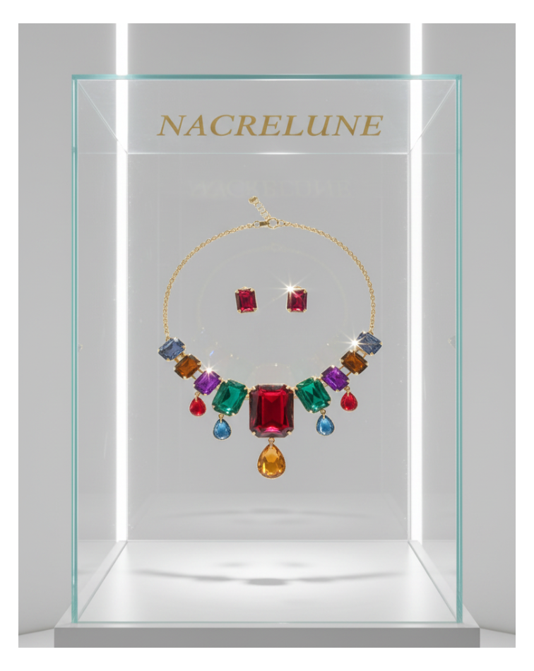 parure en strass multicolores originale