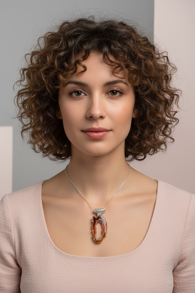 Pendentif en argent 925 avec agate nacrelune.com pendentif