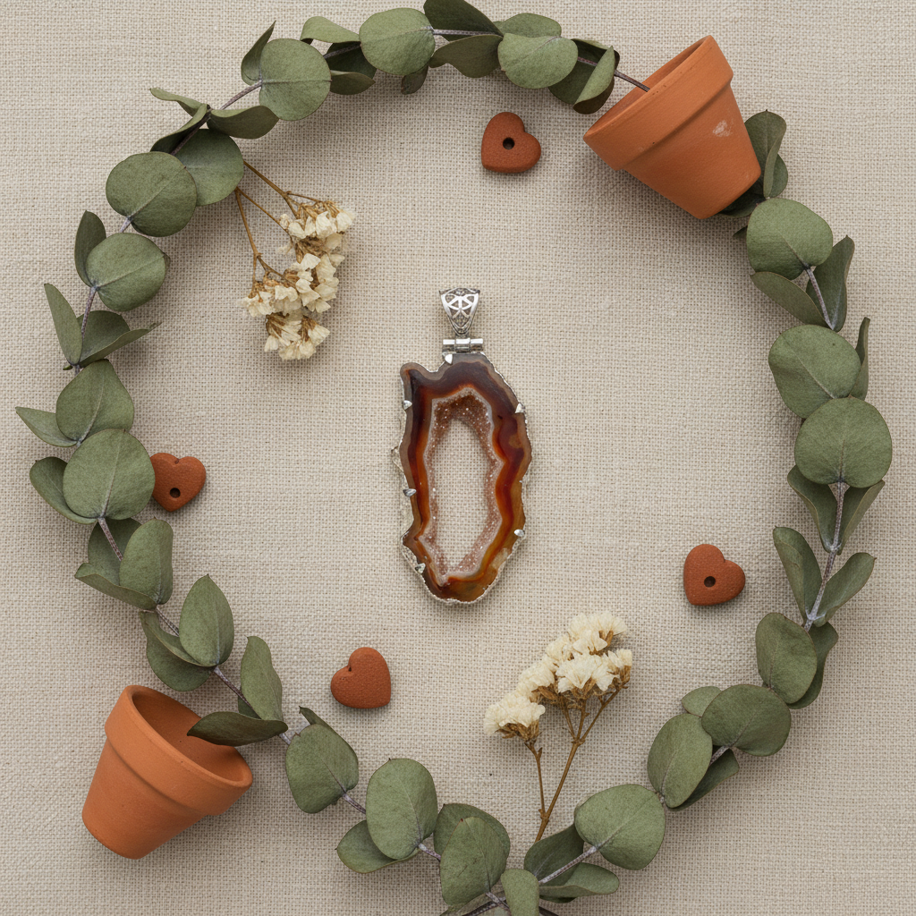 Pendentif en argent 925 avec agate nacrelune.com pendentif