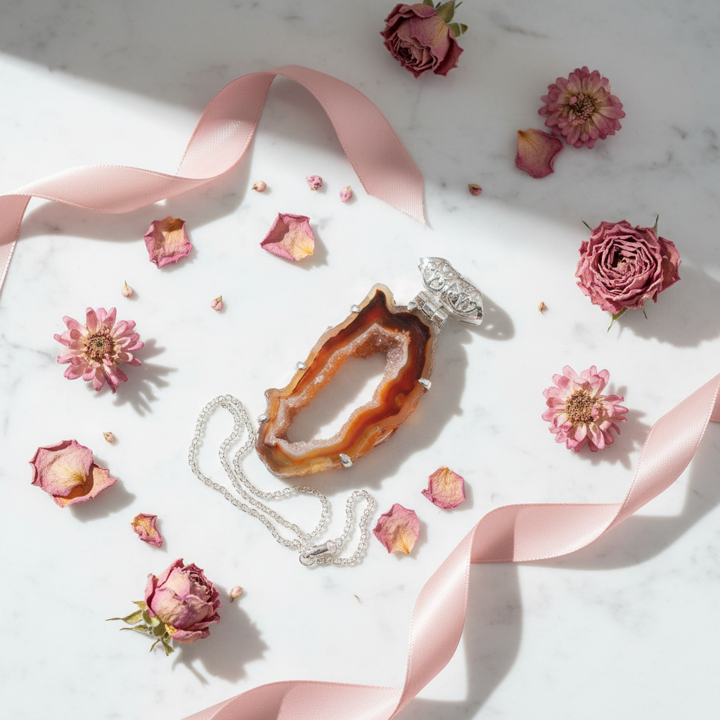 Pendentif en argent 925 avec agate nacrelune.com pendentif