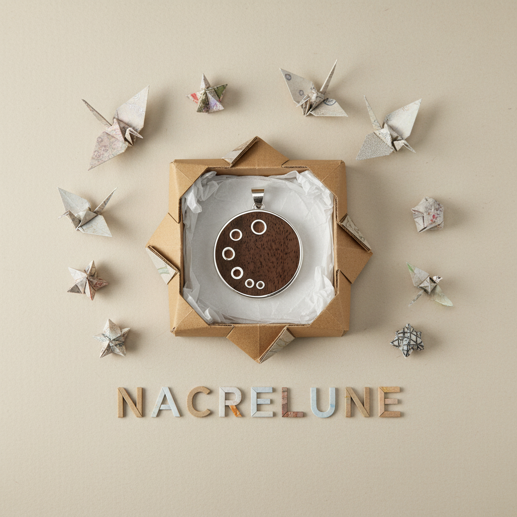 pendentif argent 925 et bois naturel nacrelune.com collier