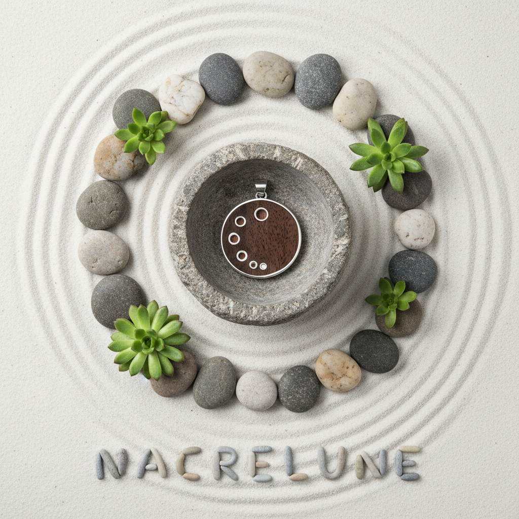 pendentif argent 925 et bois naturel nacrelune.com collier