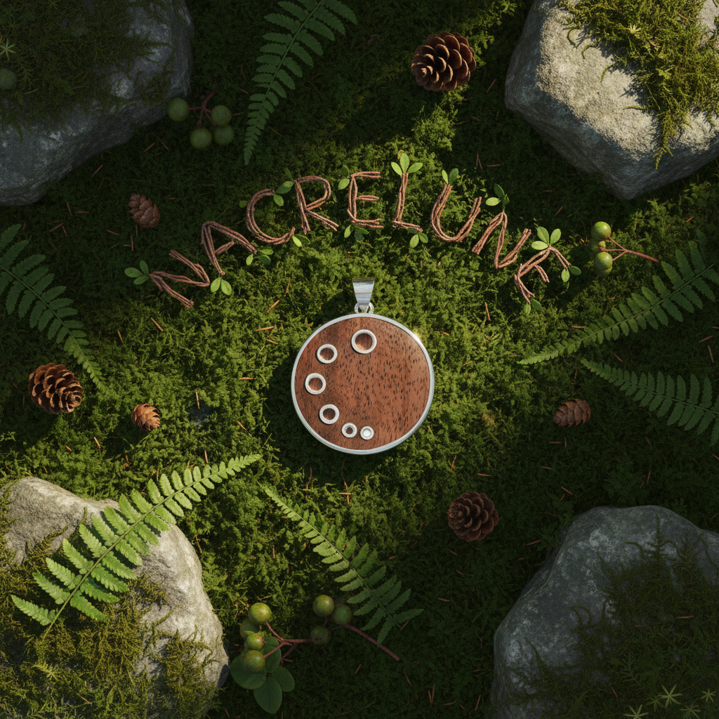 pendentif argent 925 et bois naturel nacrelune.com collier