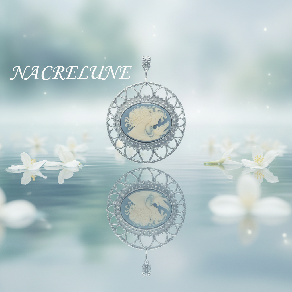 Grand pendentif camée en résine imitant le style ancien, choisissez votre couleur nacrelune.com pendentif