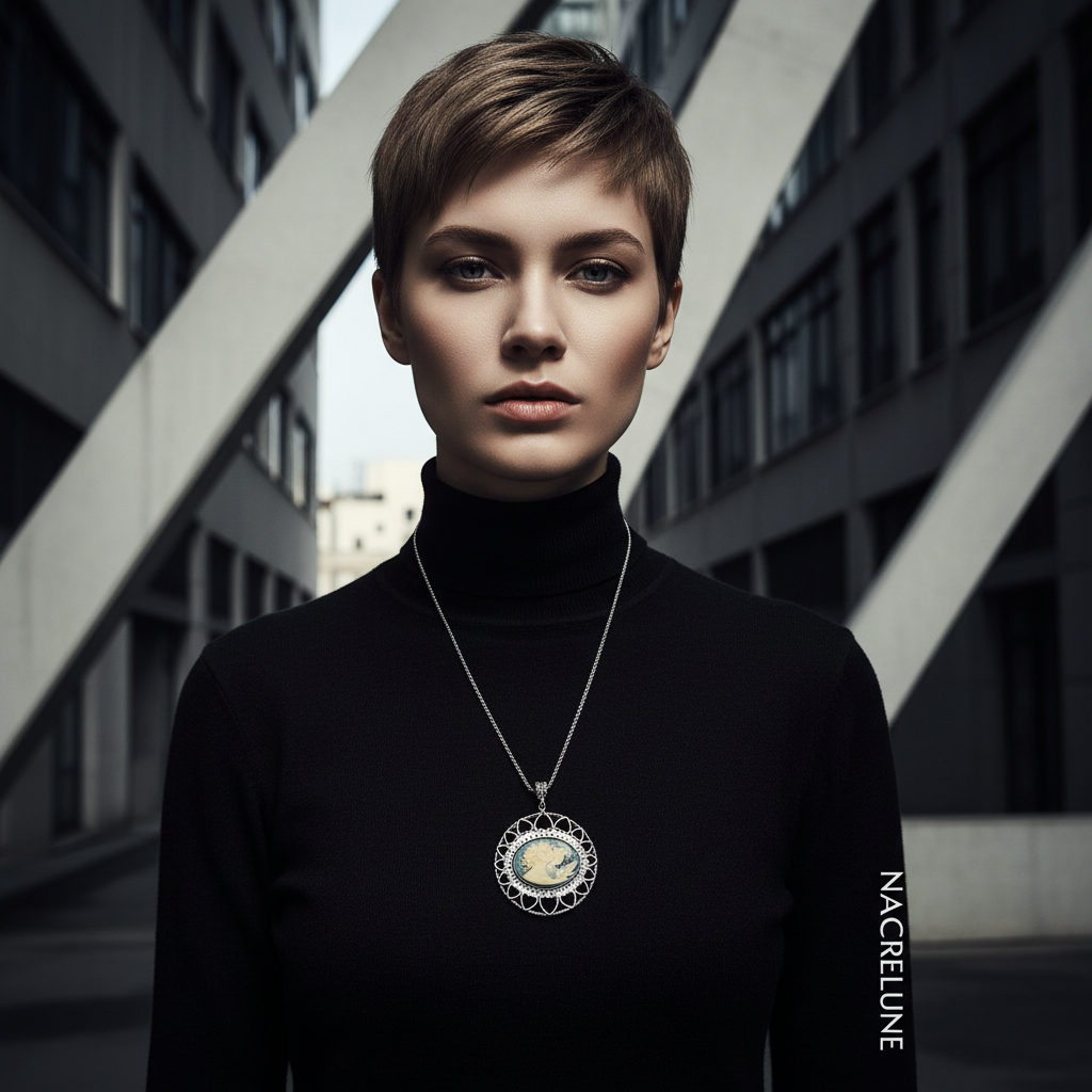 Grand pendentif camée en résine imitant le style ancien, choisissez votre couleur nacrelune.com pendentif