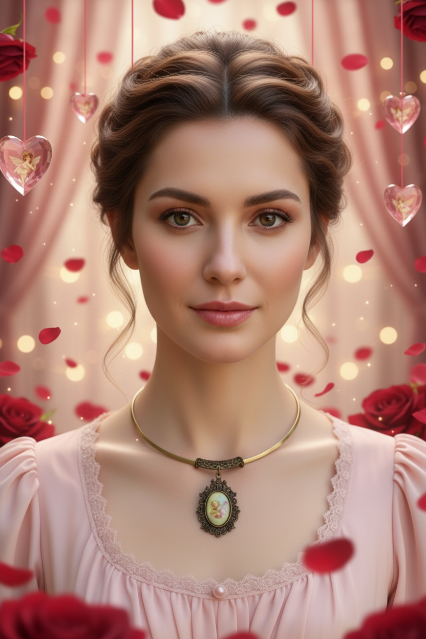 Pendentif camée artisanal avec une fée des fleurs nacrelune.com collier